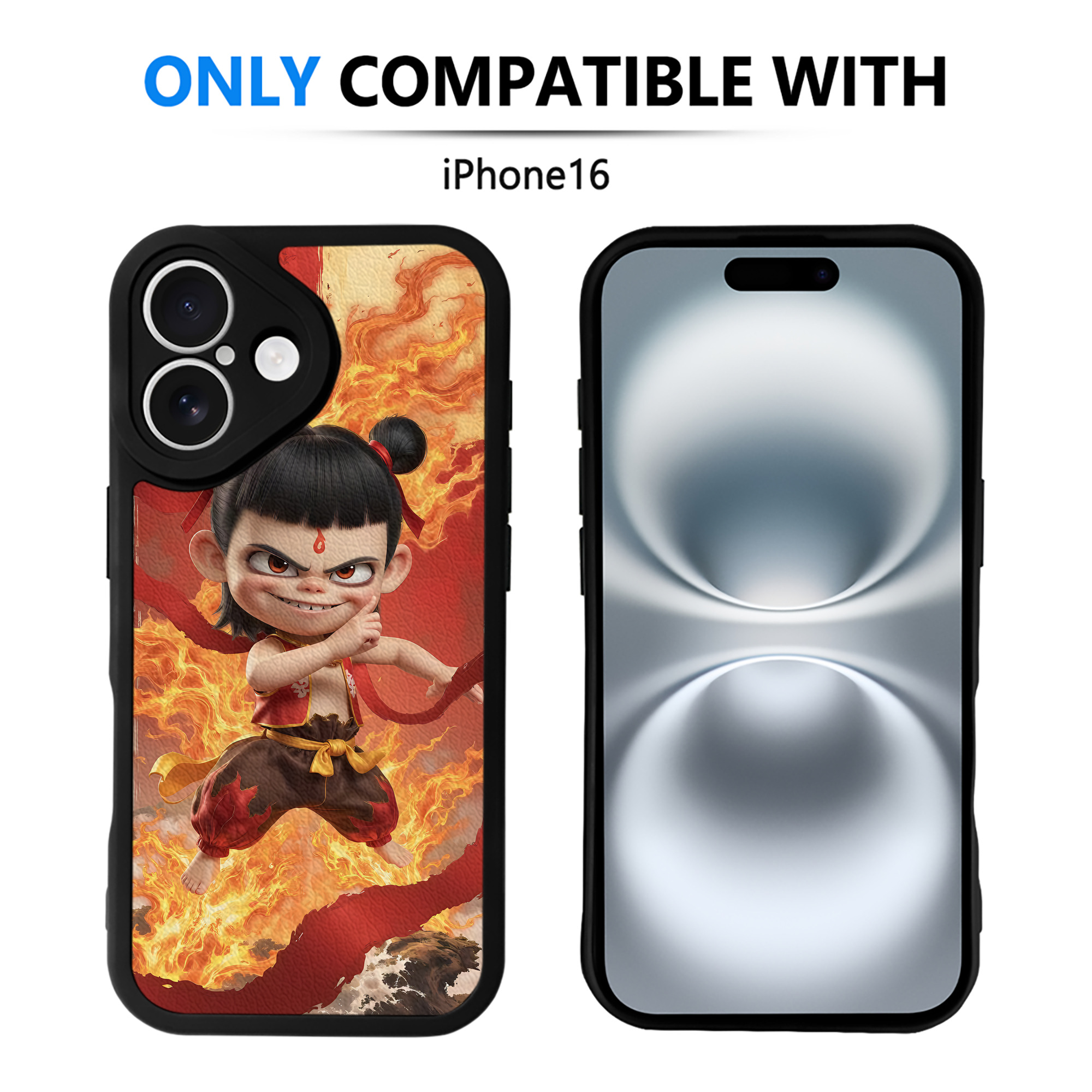 （画像用） Ne Zha 2 ナタ 魔童の大暴れ 【iPhone 16シリーズ対応】シリコンスマホケース（レザー調） 材質：シリコン